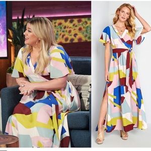 NWOT ModCloth Maxi Dress Your Time to Shine Geometric Tie Waist